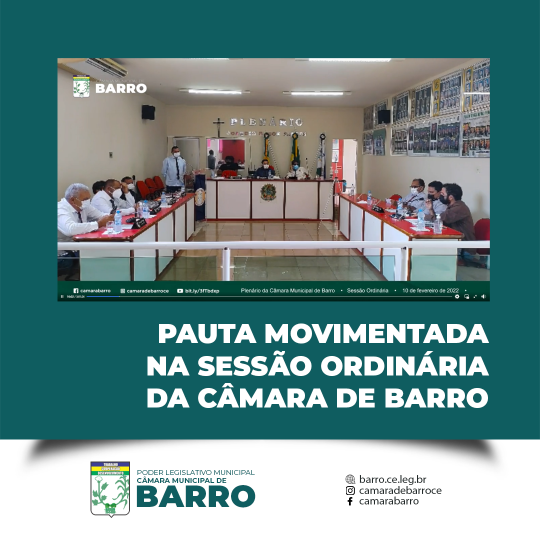 Pauta movimentada na sessão ordinária da Câmara de barro